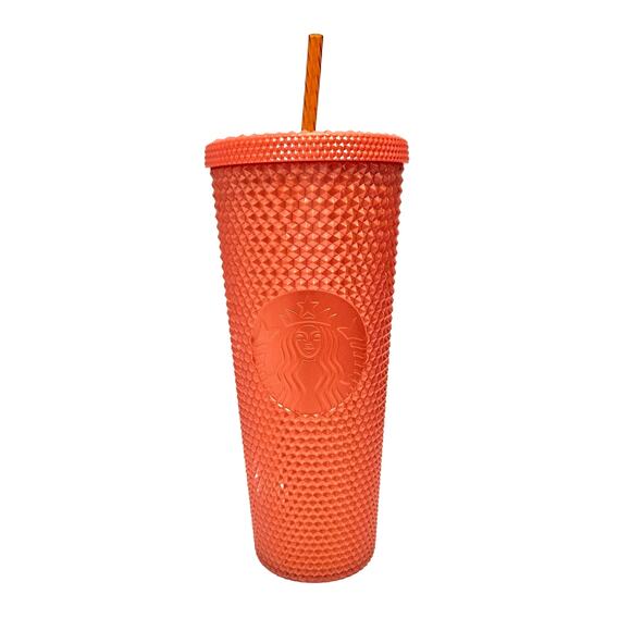 Starbucks 2022 Fall Studded Orange Pumpkin Tumbler With Straw 24 Oz Venti New - Picture 1 of 9